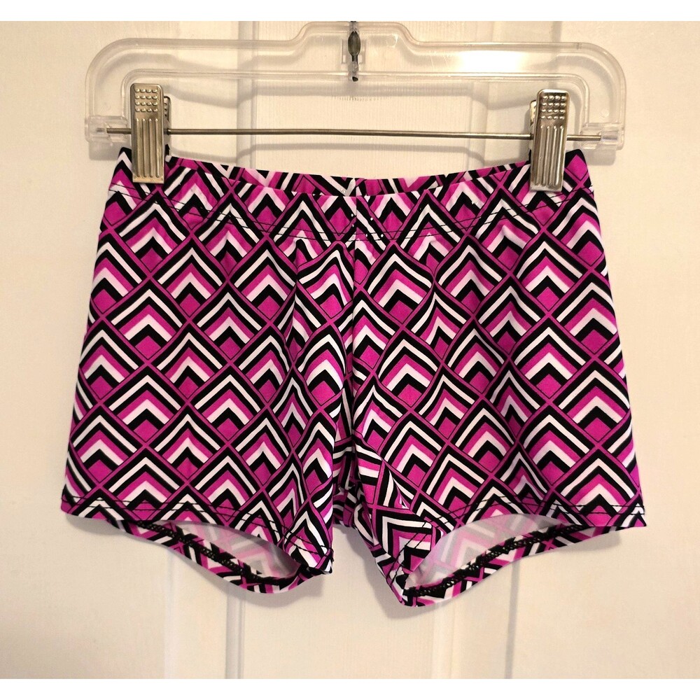 Motionwear Dance Gymnastic Short S Geometric Print Pnk/Blk/Wht Barbiecore Sporty